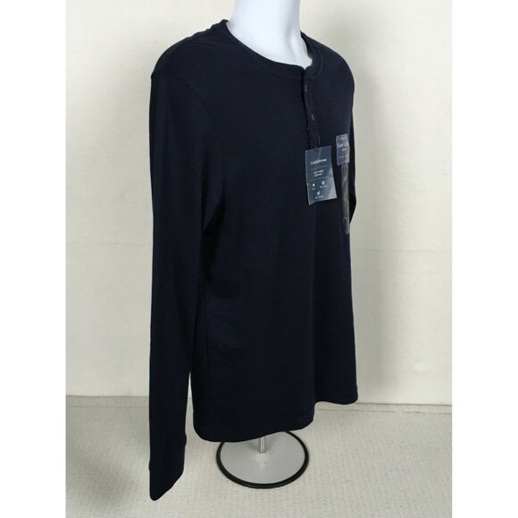 Croft n Barrow Mens Top Size S Easy Care Henley Navy Long Sleeve Navy Blue New - Picture 3 of 16